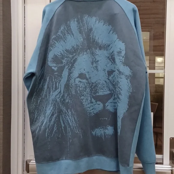 Organika Vintage Blue Skate Boarding Hoodie Lion on Back XL - Picture 1 of 7